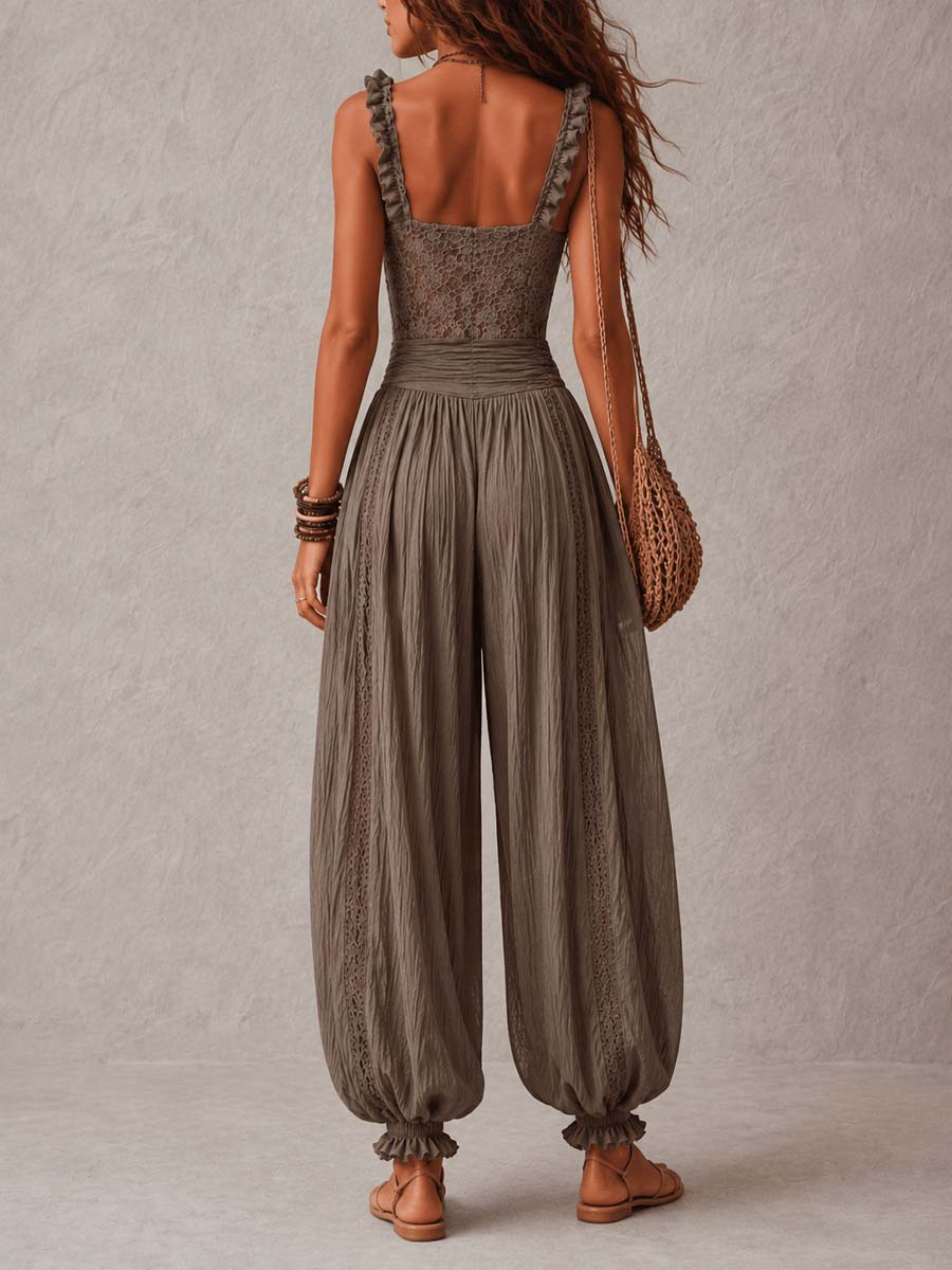 Wanda · Complete with gray lace bandeau and pleated harem pants