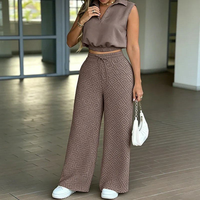 Conjunto Exclusivo de 2 piezas: Top Tendencia y Pantalón Ancho