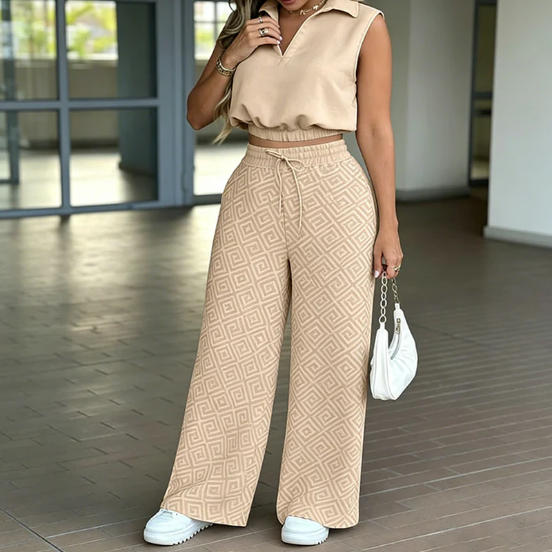 Conjunto Exclusivo de 2 piezas: Top Tendencia y Pantalón Ancho