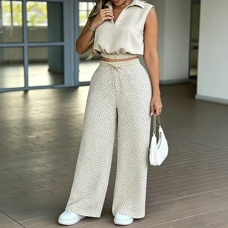 Conjunto Exclusivo de 2 piezas: Top Tendencia y Pantalón Ancho