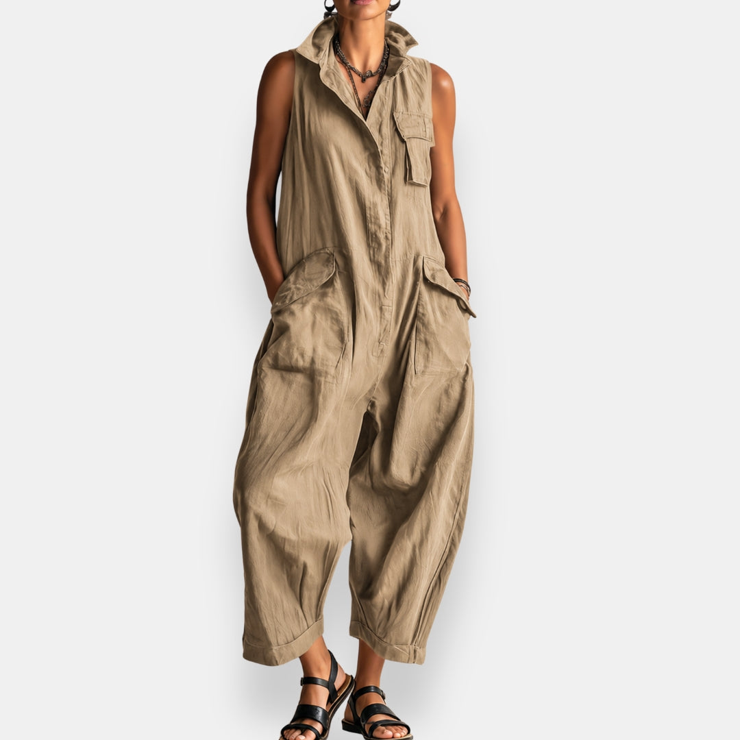 RYKER | Mono cargo sin mangas con cuello y bolsillos con solapa