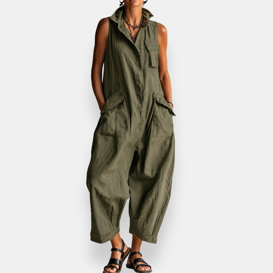 RYKER | Mono cargo sin mangas con cuello y bolsillos con solapa