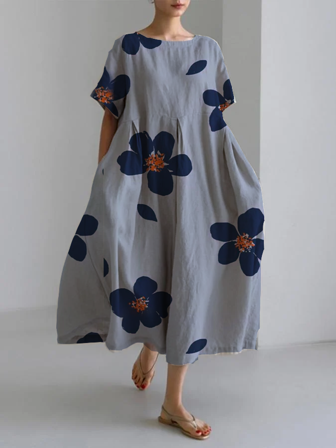 Vestido de verano floral de rafia