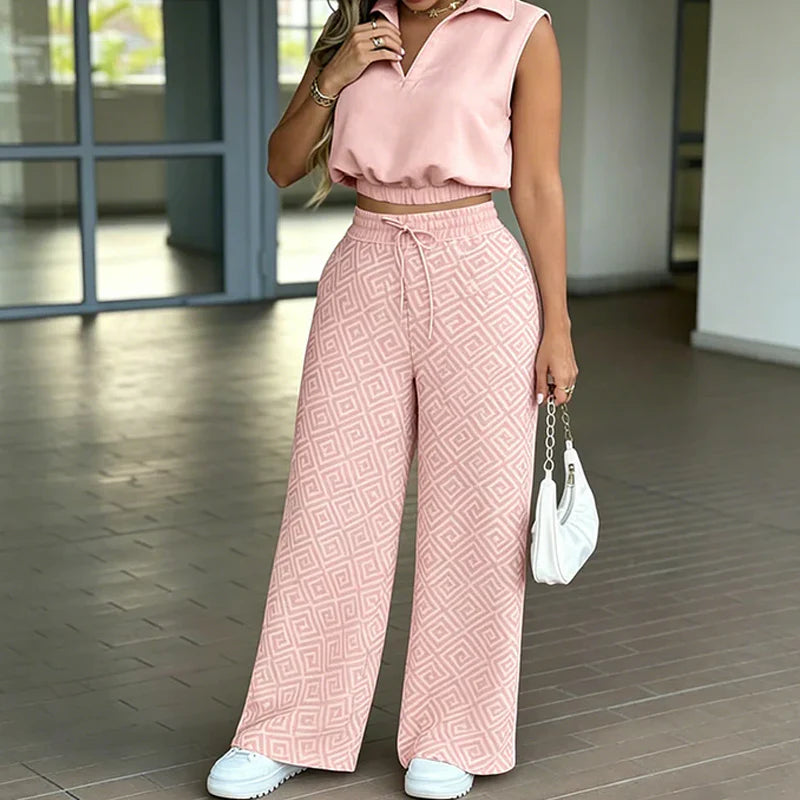 Conjunto Exclusivo de 2 piezas: Top Tendencia y Pantalón Ancho