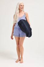Conjunto de pijama corto con camisola de encaje de bambú en tono jaspeado