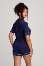 Conjunto de camisa de bambú y shorts en color medianoche