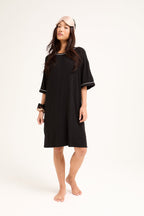 Vestido tipo camiseta de bambú clásico en negro