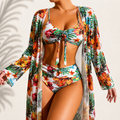 MARIE | ELEGANTE BIKINI DE TRES PIEZAS CON ESTAMPADO TROPICAL