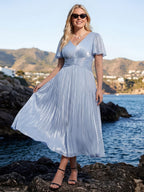 Vestido fruncido de algodón Sea Island con mangas de volante
