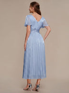 Vestido fruncido de algodón Sea Island con mangas de volante