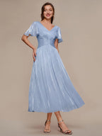 Vestido fruncido de algodón Sea Island con mangas de volante