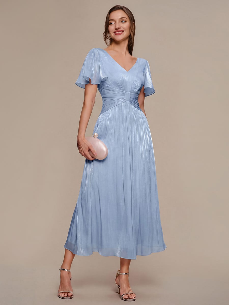 Vestido fruncido de algodón Sea Island con mangas de volante