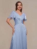 Vestido fruncido de algodón Sea Island con mangas de volante