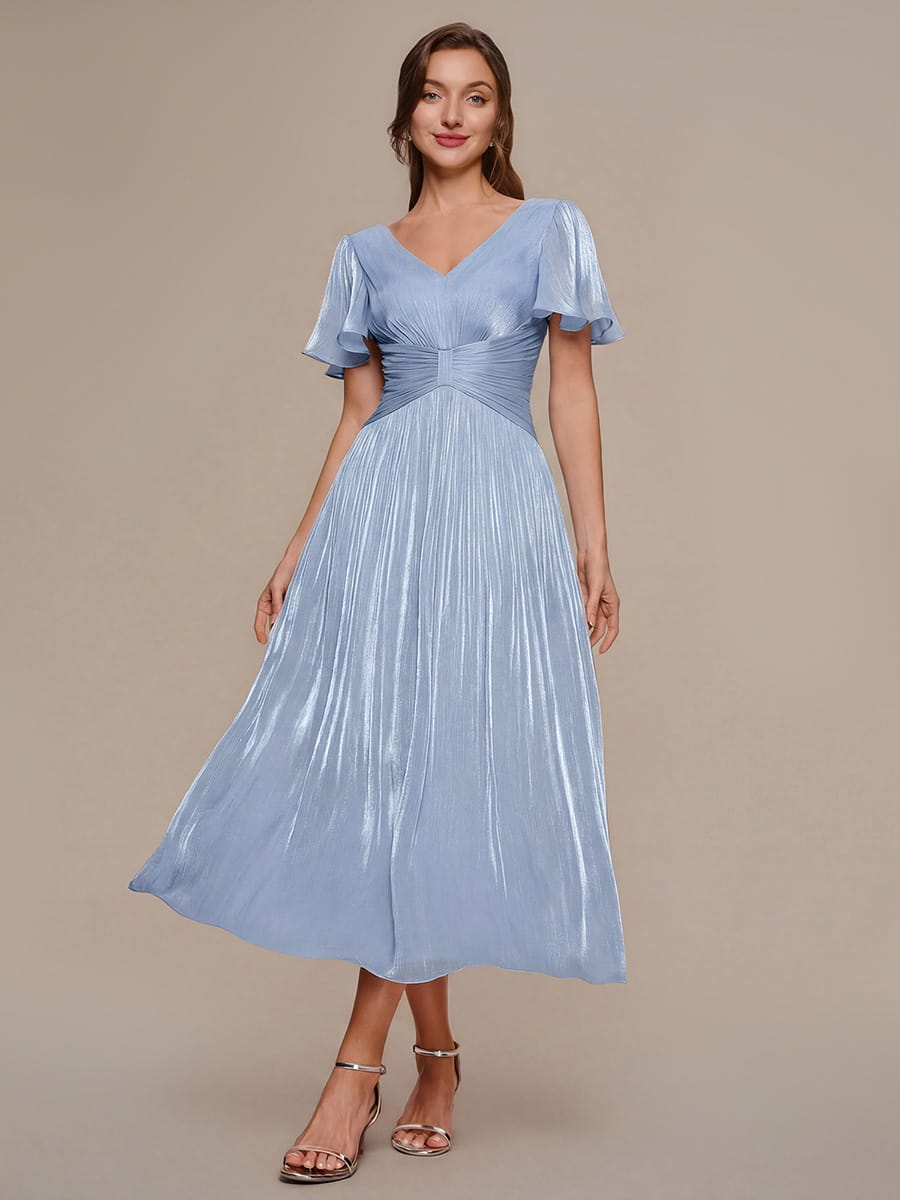 Vestido fruncido de algodón Sea Island con mangas de volante