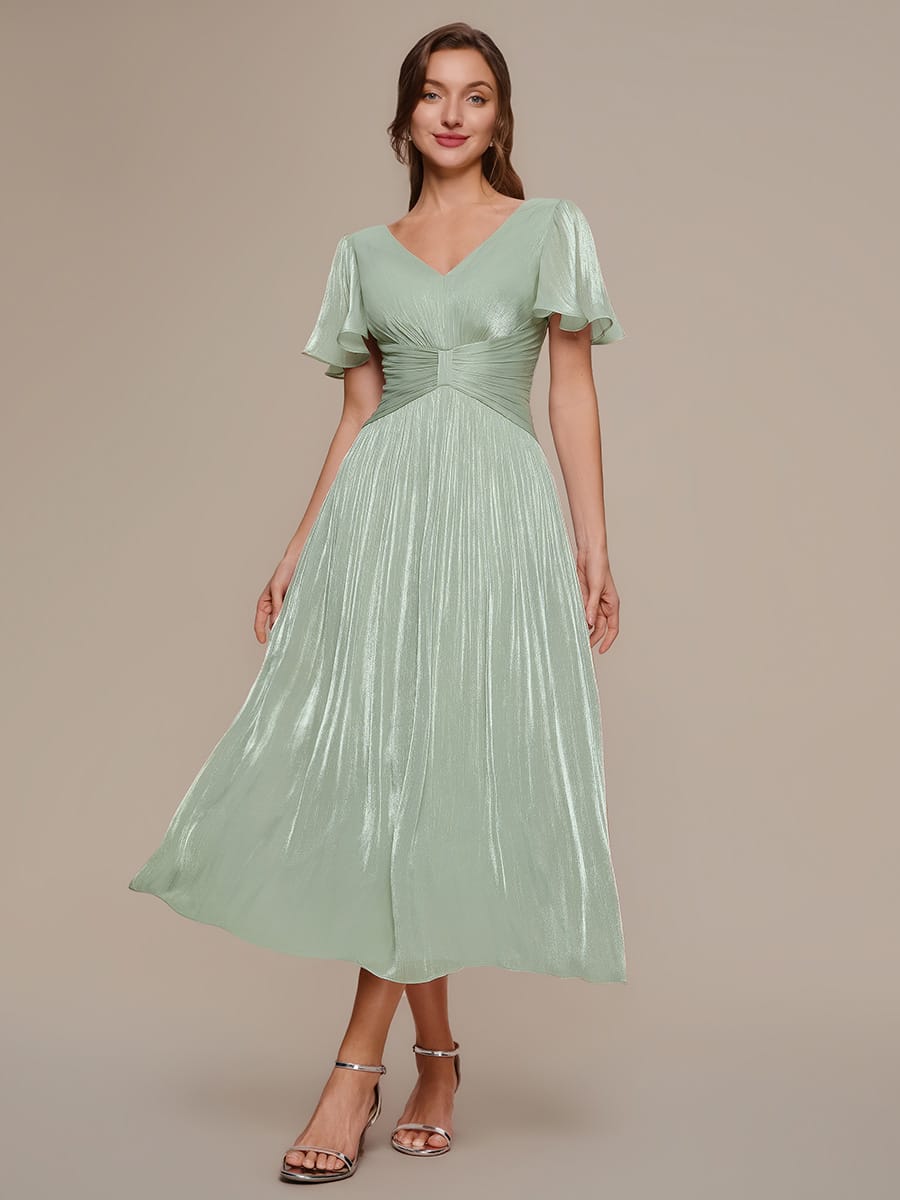 Vestido fruncido de algodón Sea Island con mangas de volante