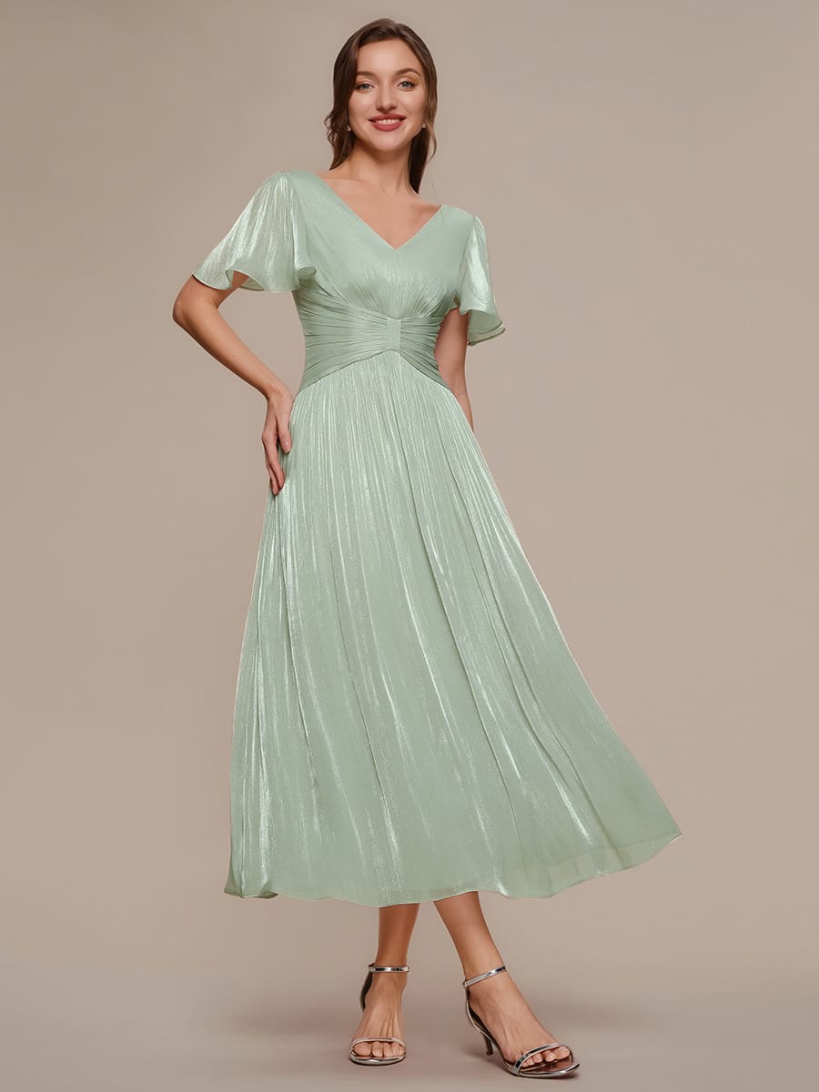 Vestido fruncido de algodón Sea Island con mangas de volante