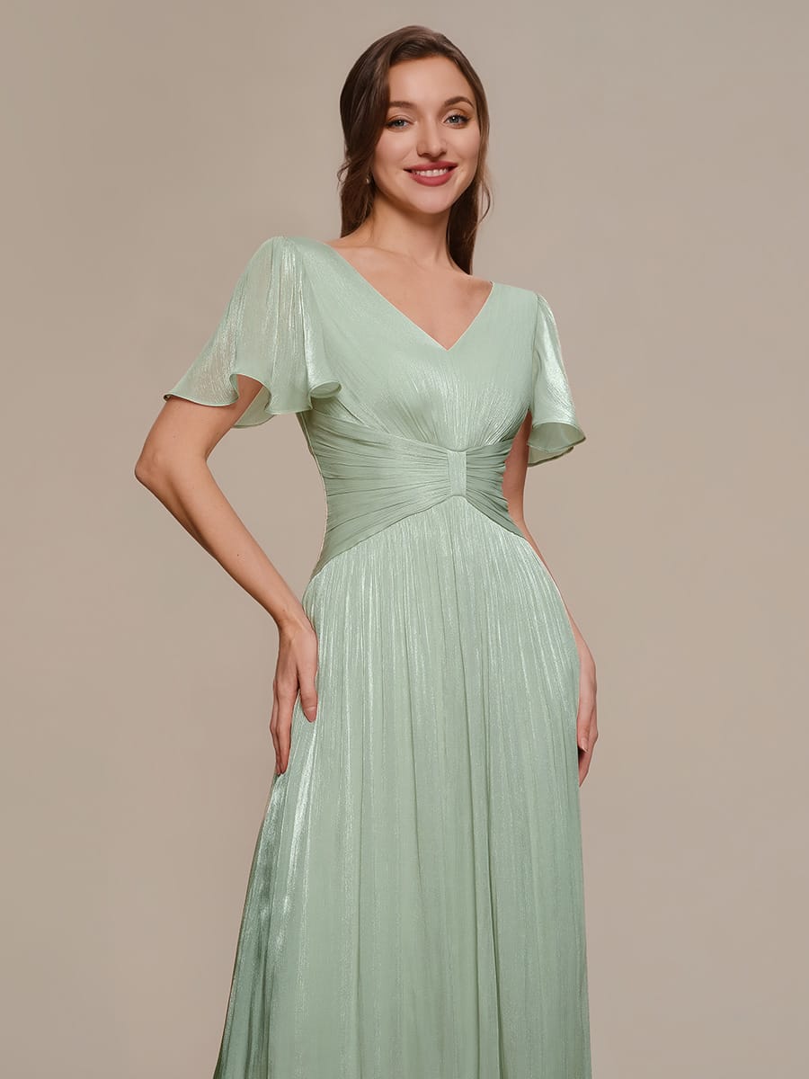 Vestido fruncido de algodón Sea Island con mangas de volante