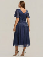 Vestido fruncido de algodón Sea Island con mangas de volante