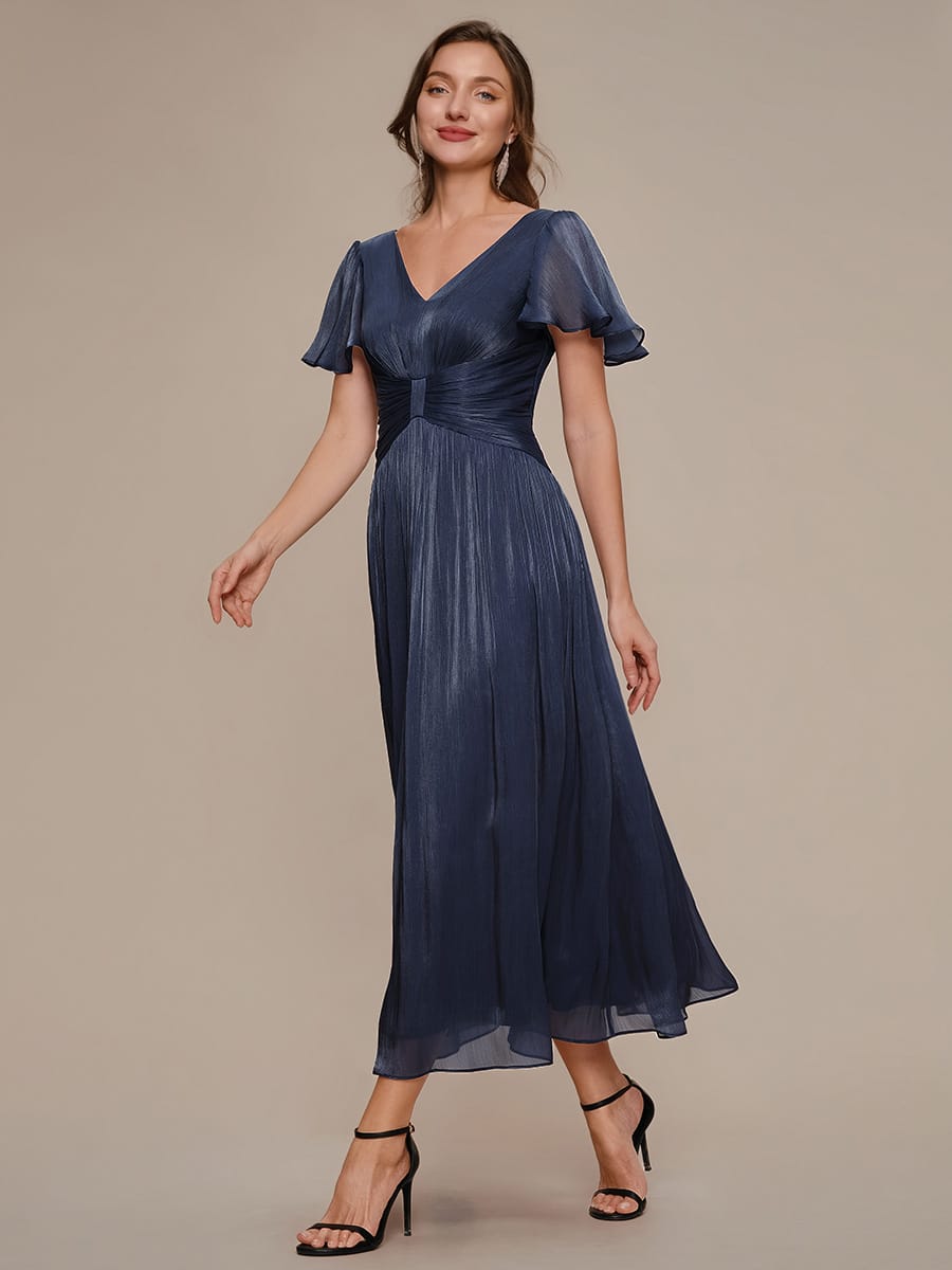 Vestido fruncido de algodón Sea Island con mangas de volante