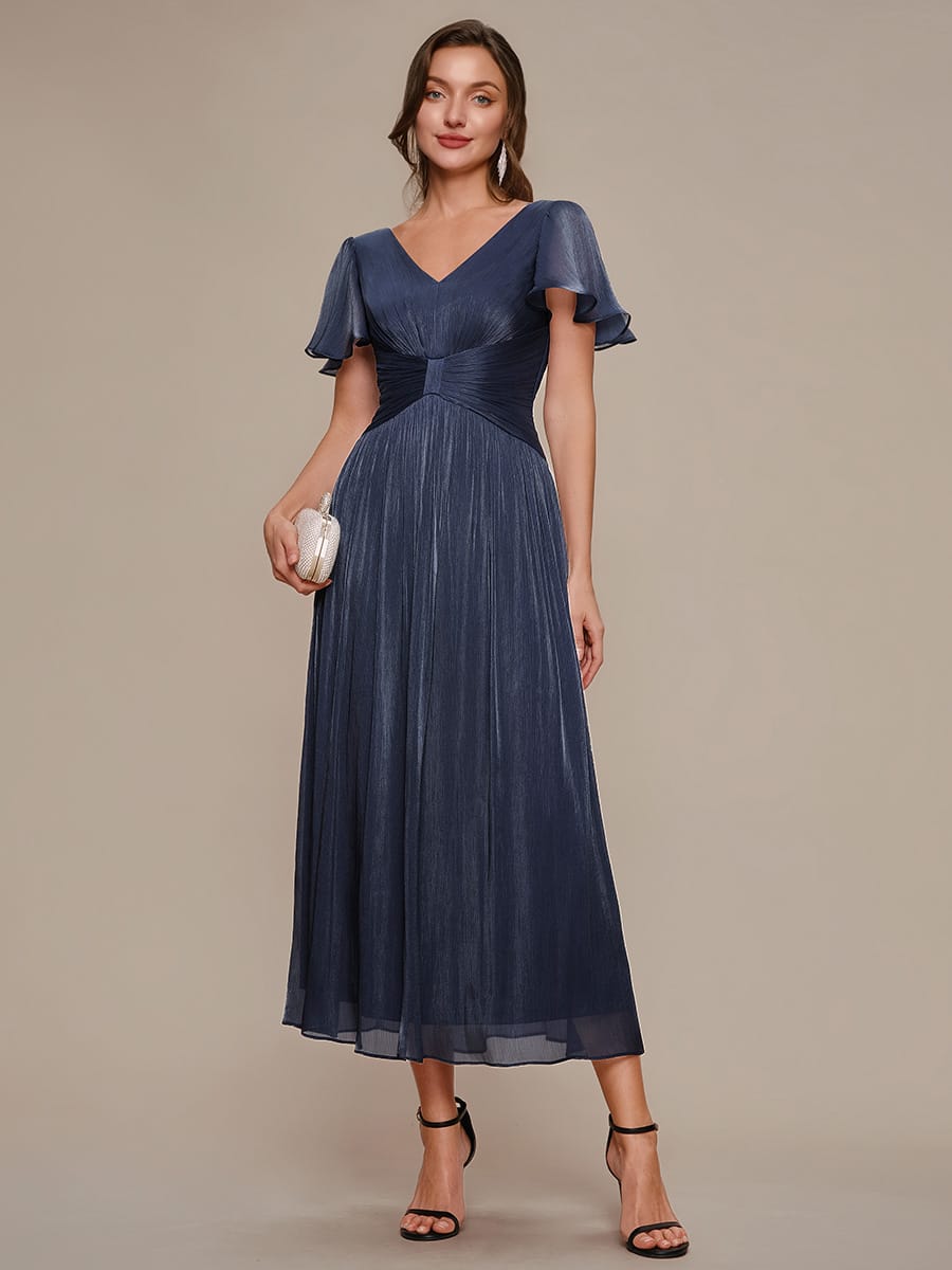 Vestido fruncido de algodón Sea Island con mangas de volante