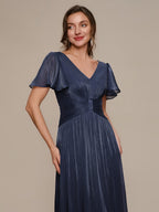 Vestido fruncido de algodón Sea Island con mangas de volante