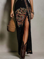 Vestido estampado de estilo bohemio con escote en V