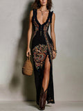 Vestido estampado de estilo bohemio con escote en V