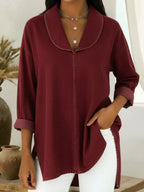 Vaviane | Blusa larga vaquera con cuello chal