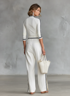 HALO | Conjunto de top de cuello alto con ribete a rayas y pantalón ancho con cordón ajustable