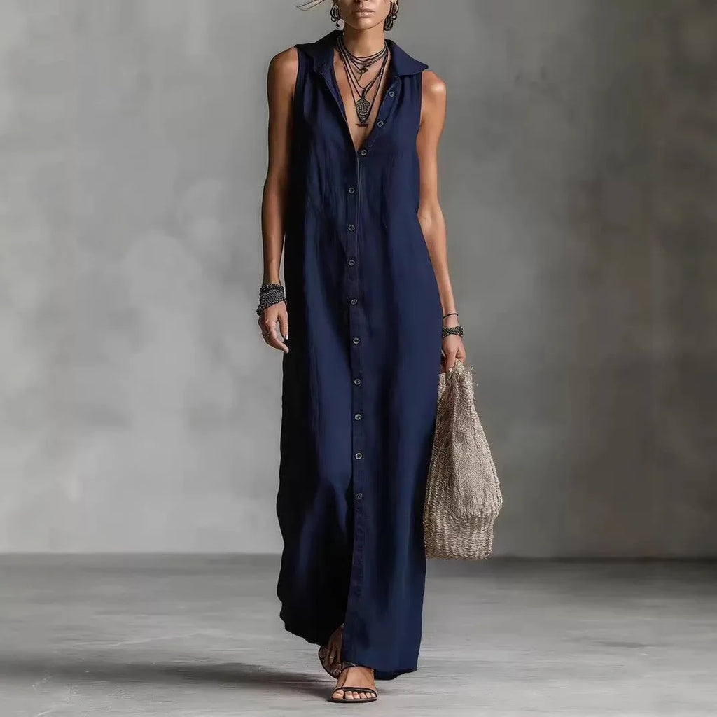 Penélope | Vestido midi elegante y casual con escote en V