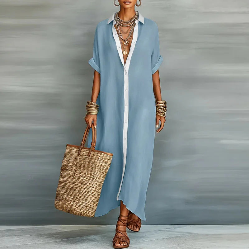 Anastasia™  | Vestido camisero largo con botones