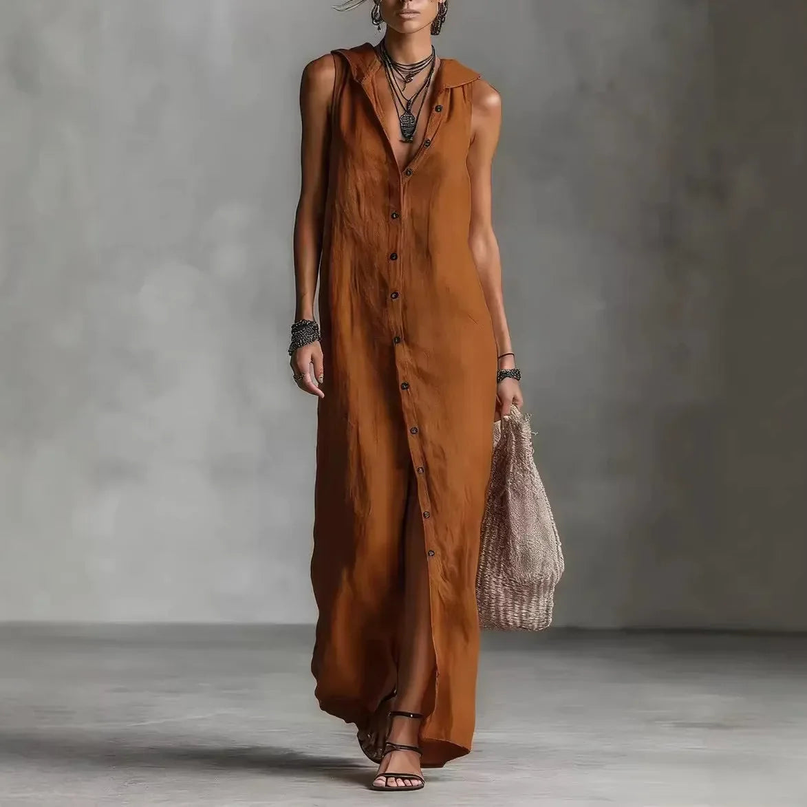 Penélope | Vestido midi elegante y casual con escote en V