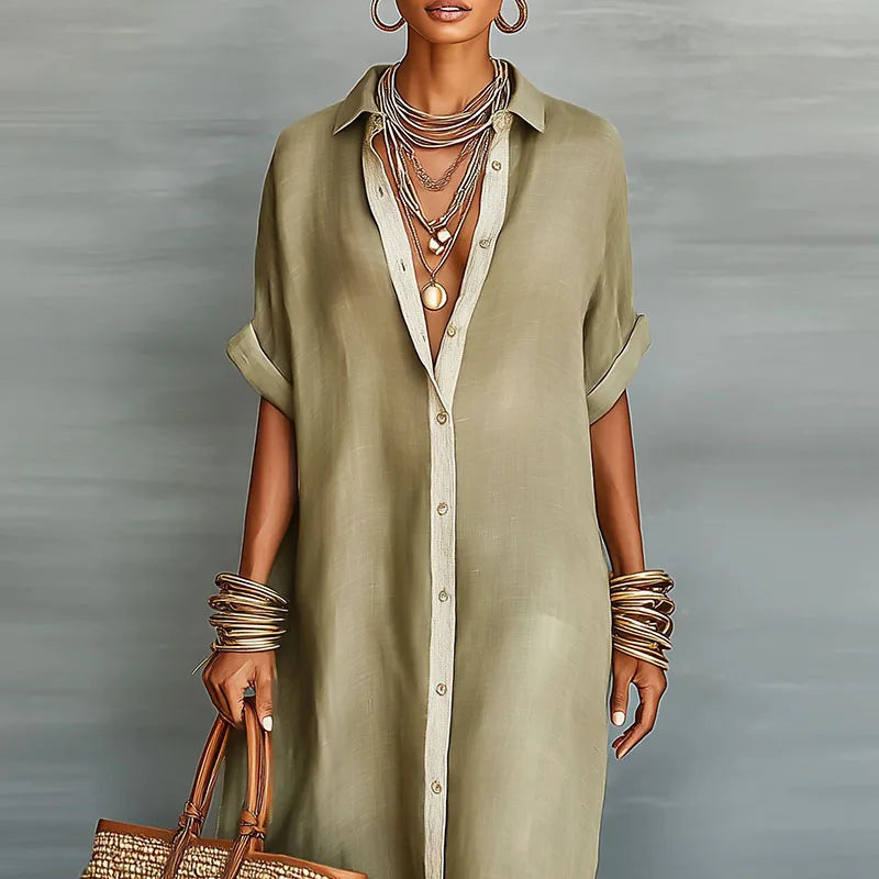 Anastasia™  | Vestido camisero largo con botones