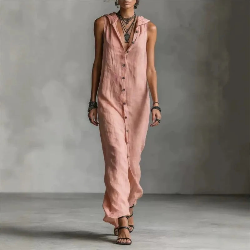 Penélope | Vestido midi elegante y casual con escote en V