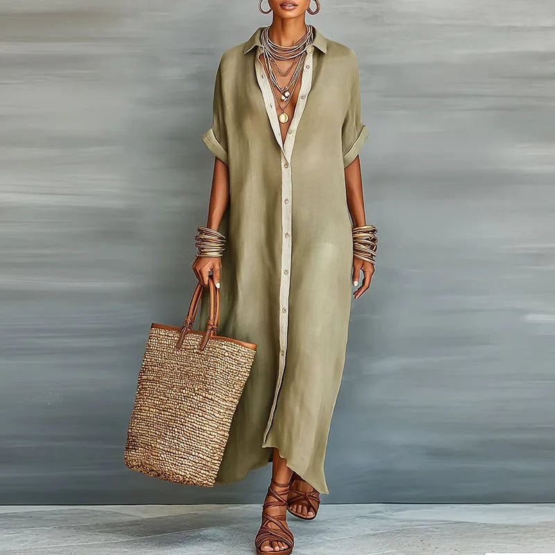 Anastasia™  | Vestido camisero largo con botones