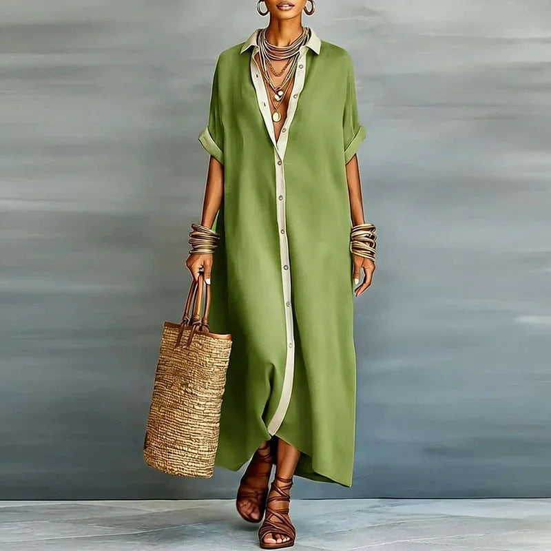 Anastasia™  | Vestido camisero largo con botones