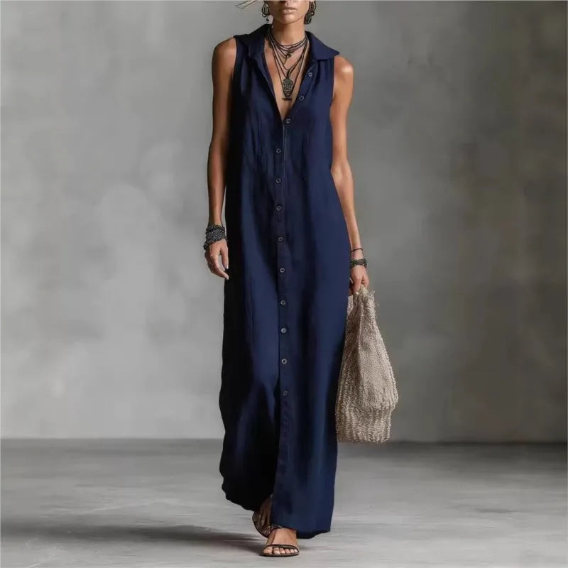 Penélope | Vestido midi elegante y casual con escote en V
