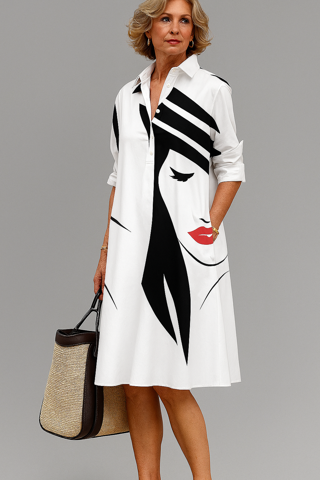 Yvette - Vestido Midi de Algodón Elegante