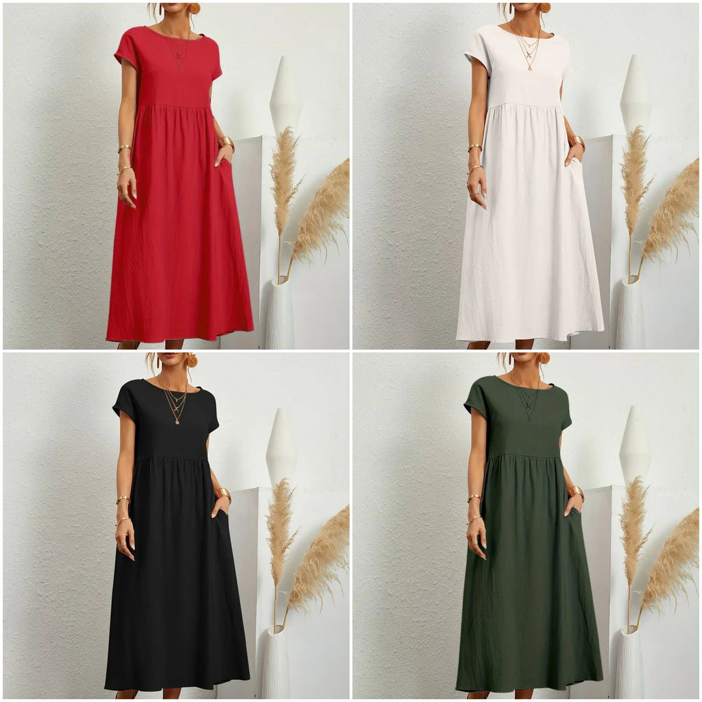 Gabrielle™ — Robe midi fluide — collage des coloris