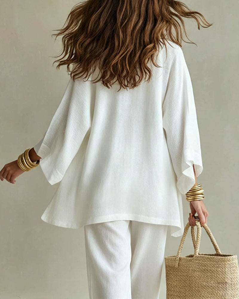 Conjunto de pantalón y chaleco de lino de corte holgado y suave