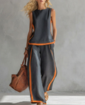 Elisa | Fluid Two-Piece Set with Contrast Details