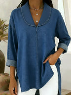 Vaviane | Blusa larga vaquera con cuello chal
