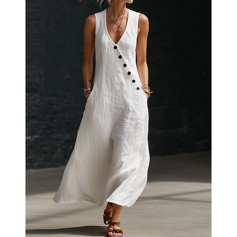 Bianca | Vestido de escote en V con bolsillos