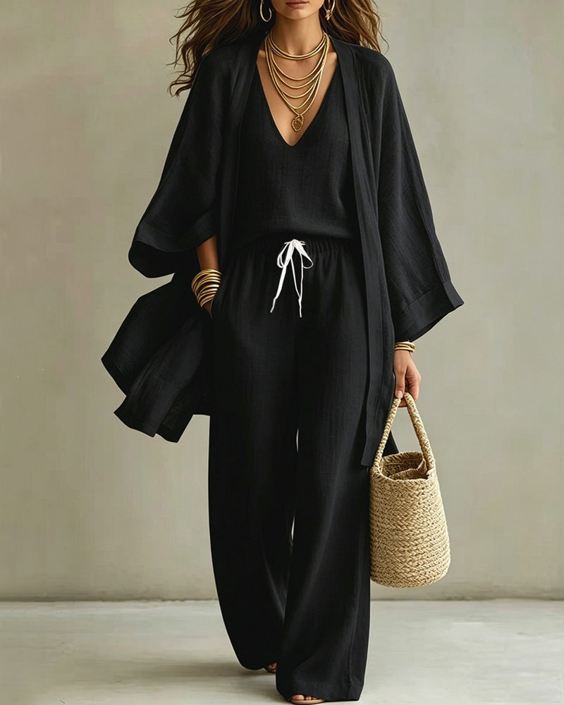 Conjunto de pantalón y chaleco de lino de corte holgado y suave